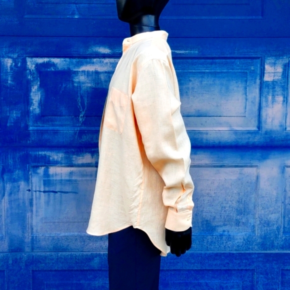 FABIO INGHIRAMI MEN'S LUXURY LINEN COLLARLESS  SHIRT - Picture 15 of 17